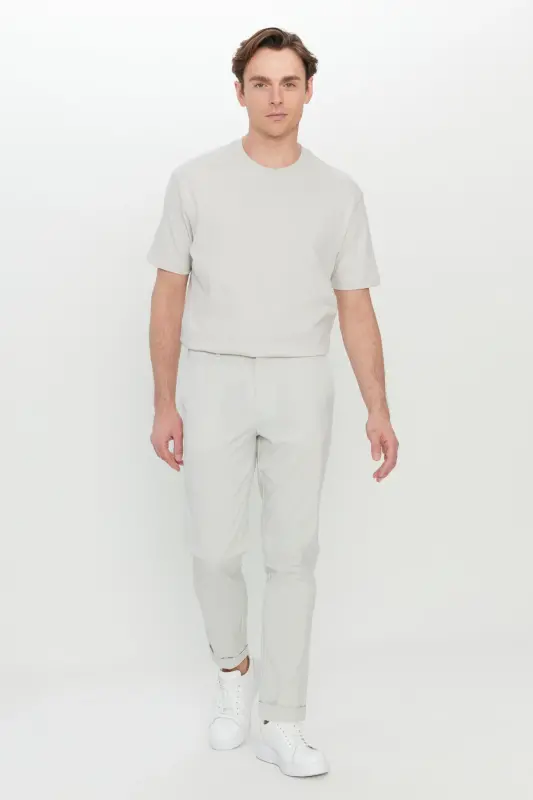 Altınyıldız Classics Elastic Waistband Regular Leg Slim Fit Stone Men's Trousers ACE001252195_TAS - 3