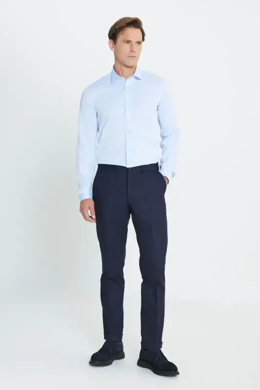 Altınyıldız Classics Эластичный пояс Slim Fit Темно-синие мужские брюки ACE012510153_PANTOLON KLASIK YAN - 2