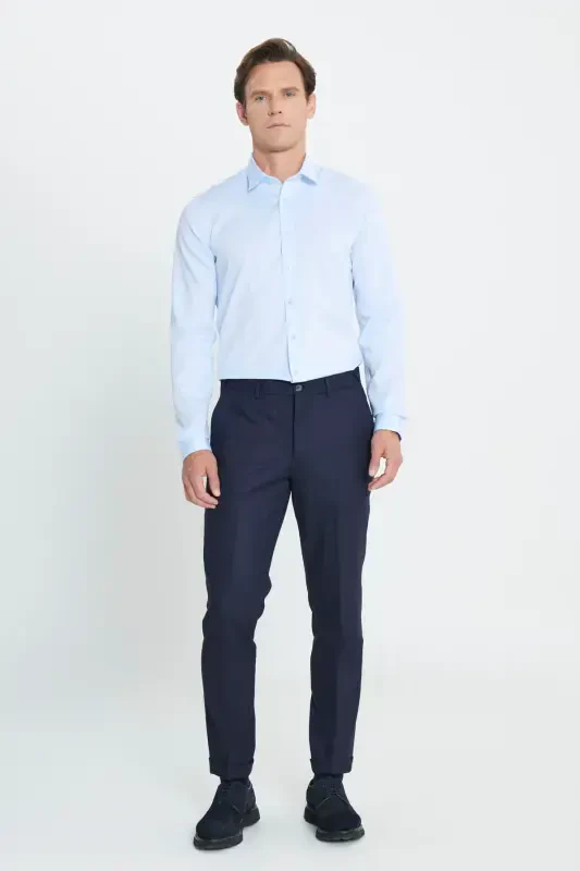 Altınyıldız Classics Эластичный пояс Slim Fit Темно-синие мужские брюки ACE012510153_PANTOLON KLASIK YAN - 3