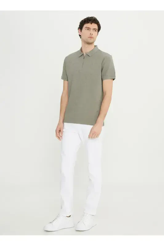 Altınyıldız Classics Fermuarlı Yaka Jakarlı Haki Erkek T-Shirt ACE091252339_HAK - 2