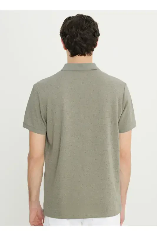 Altınyıldız Classics Fermuarlı Yaka Jakarlı Haki Erkek T-Shirt ACE091252339_HAK - 5