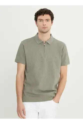 Altınyıldız Classics Фермуарлы Якалы Жаккарлы Хаки Е - 1