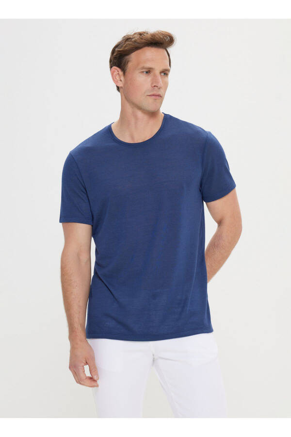 Altınyıldız Classics Navy Blue Men's T-Shirt 4A4824 - 1