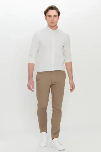 Altınyıldız Classics Normal Waist Normal Leg Slim Fit Beige Men's Trousers ACE001252192_BEJ - 3