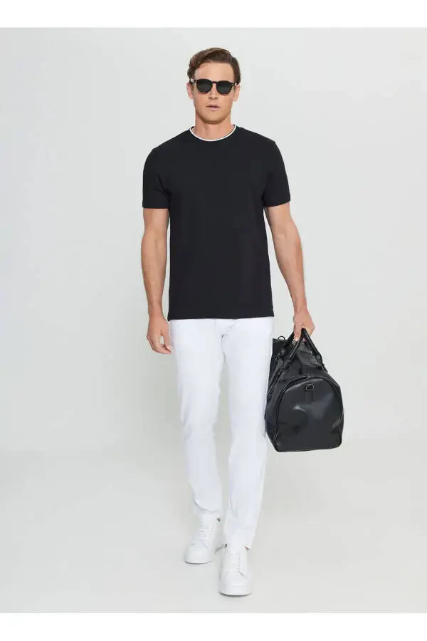 Altınyıldız Classics Polo Collar Jacquard Black Men's T-Shirt ACE091252104_SYH - 2