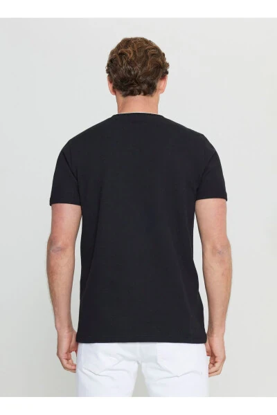 Altınyıldız Classics Polo Collar Jacquard Black Men's T-Shirt ACE091252104_SYH - 5