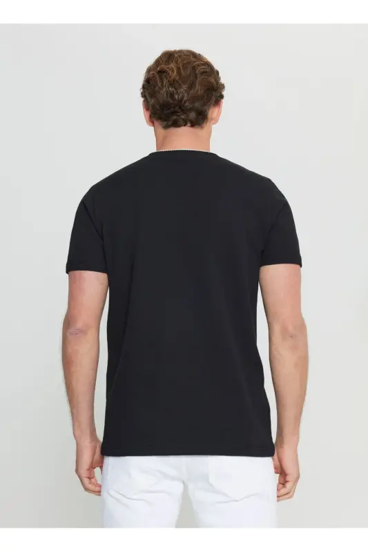 Altınyıldız Classics Polo Collar Jacquard Black Men's T-Shirt ACE091252104_SYH - 6