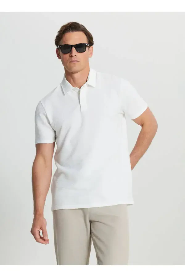 Altınyıldız Classics Polo Neck Jacquard White Men's - 1