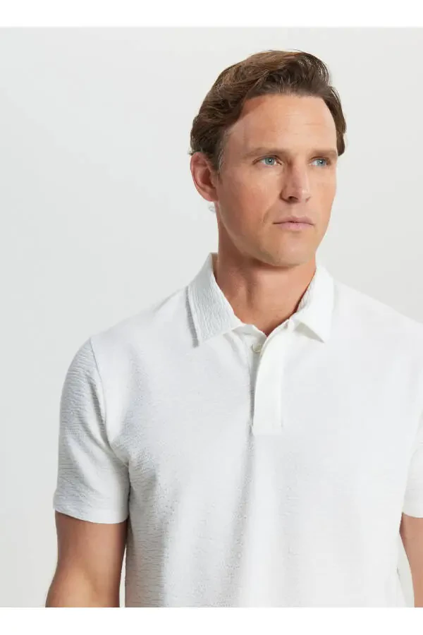 Altınyıldız Classics Polo Neck Jacquard White Men's - 4