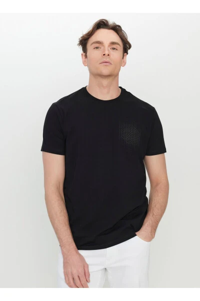 Altınyıldız Classics Polo Shirt, Black with Print - 3