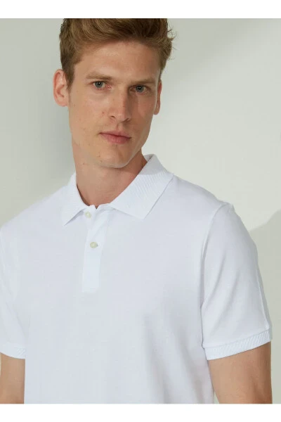 Altınyıldız Classics Polo Воротник Белый Мужской Футболка - 4