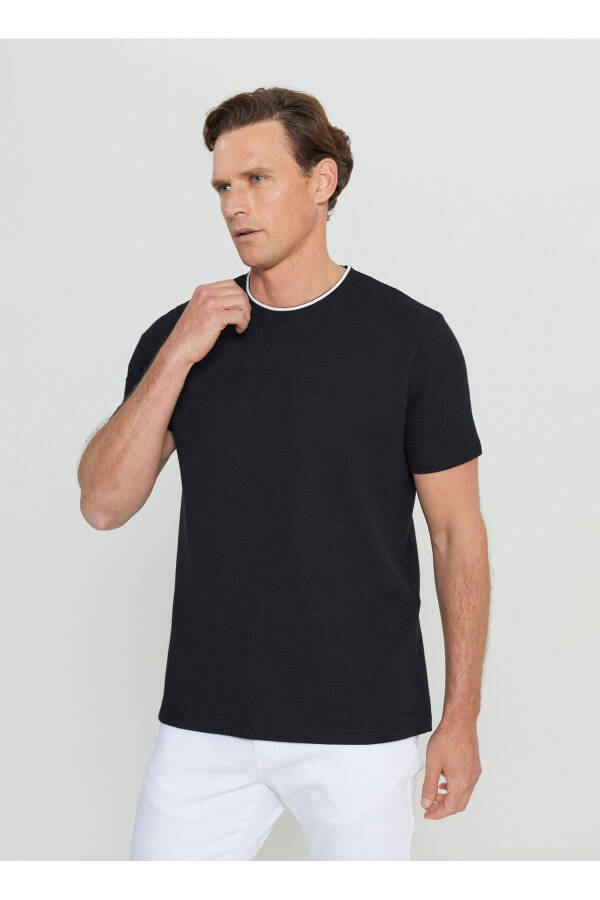 Altınyıldız Classics Polo Yaka Jakarlı Siyah Erkek T-Shirt ACE091252104_SYH - Siyah - 9