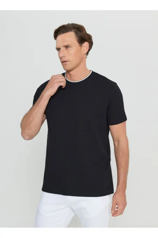 Altınyıldız Classics Polo Yaka Jakarlı Siyah Erkek T-Shirt ACE091252104_SYH - Siyah - 4