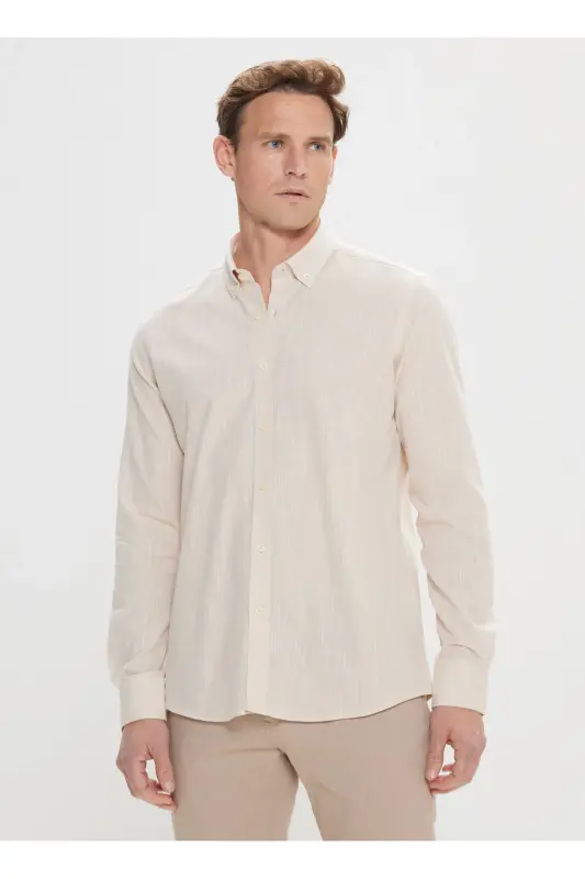 Altınyıldız Classics Slim Fit Button-Down Collar Beige Men - 1