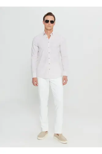 Altınyıldız Classics Slim Fit Button-Down Collar Beige Men's Shirt ACE020252168_BEJ - ALTINYILDIZ CLASSICS (1)