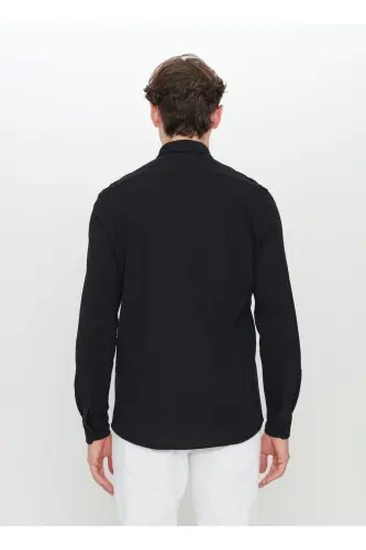 Altınyıldız Classics Slim Fit Button-Down Collar Black Men's Shirt ACE020252157_SYH - 5