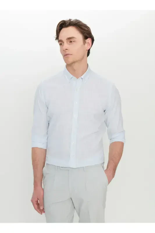 Altınyıldız Classics Slim Fit Button-Down Collar Blue Er - 1