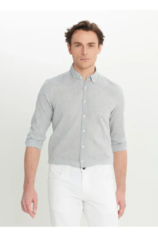 Altınyıldız Classics Slim Fit Button-Down Collar Grey Erk - 1