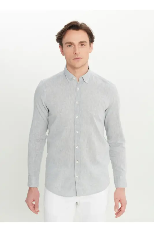 Altınyıldız Classics Slim Fit Button-Down Collar Grey Erk - 3