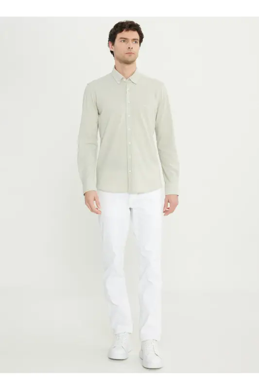 Altınyıldız Classics Slim Fit Button-Down Collar Khaki Men's Shirt ACE020252157_HAK - 1