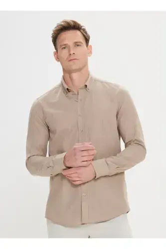 Altınyıldız Classics Slim Fit Button-Down Collar Mink Men's Shirt 4A2021200056 - 1