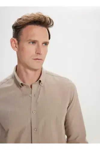 Altınyıldız Classics Slim Fit Button-Down Collar Mink Men's Shirt 4A2021200056 - 3