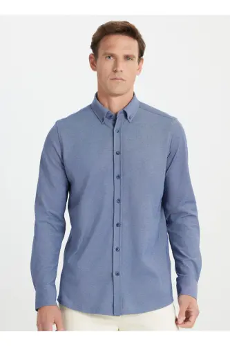 Altınyıldız Classics Slim Fit Button-Down Collar Navy Blue Men's Shirt ACE202510304_SHIRT PAR DY - 1
