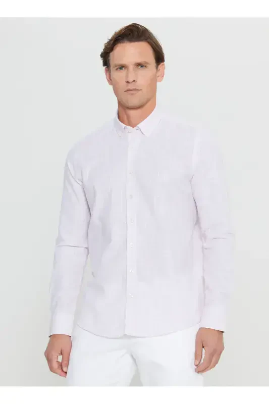 Altınyıldız Classics Slim Fit Button-Down Collar Pink Men's Shirt ACE020252168_PMB - 3