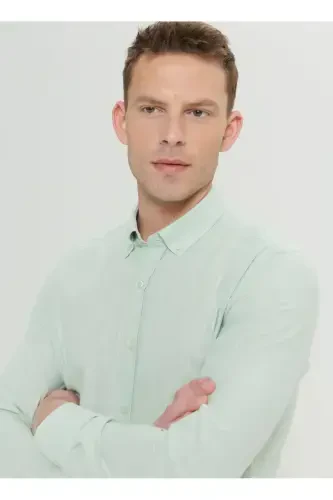 Altınyıldız Classics Slim Fit Düğmeli Yaka Açık Mint Erkek Gömlek 4A2021200056 - 4