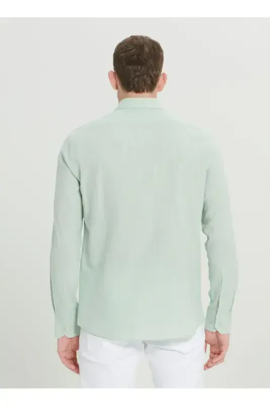 Altınyıldız Classics Slim Fit Düğmeli Yaka Açık Mint Erkek Gömlek 4A2021200056 - 6