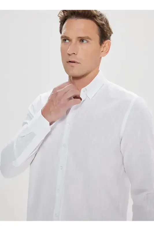 Altınyıldız Classics Slim Fit Düğmeli Yaka Beyaz Erkek Gömlek 4A2021200056 - 3