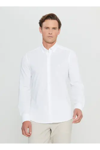 Altınyıldız Classics Slim Fit Düğmeli Yaka Beyaz Erkek Gömlek ACE020252157_BYZ - 3