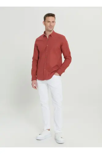 Altınyıldız Classics Slim Fit Düğmeli Yaka Bordo Erkek Gömlek 4A2021200056 - ALTINYILDIZ CLASSICS (1)