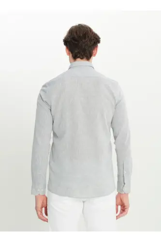 Altınyıldız Classics Slim Fit Düğmeli Yaka Gri Erkek Gömlek ACE020252224_GRI - Gri - 5