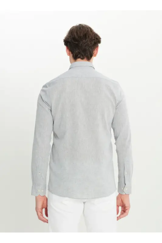 Altınyıldız Classics Slim Fit Düğmeli Yaka Gri Erkek Gömlek ACE020252224_GRI - Gri - 5