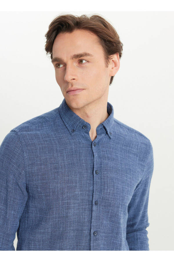 Altınyıldız Classics Slim Fit Düğmeli Yaka Lacivert Erkek Gömlek ACE020252165_LAC - Lacivert - 4