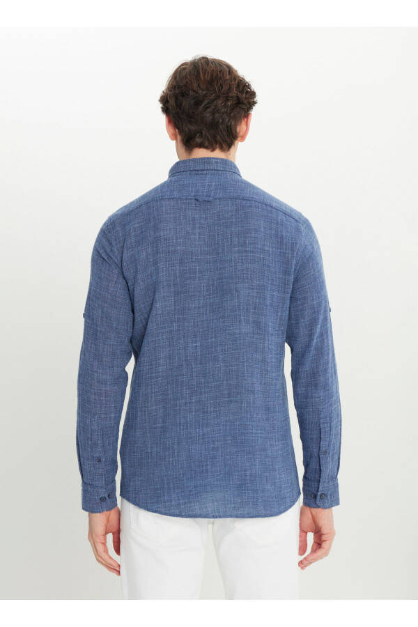 Altınyıldız Classics Slim Fit Düğmeli Yaka Lacivert Erkek Gömlek ACE020252165_LAC - Lacivert - 5