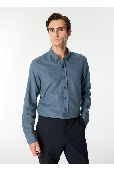 Altınyıldız Classics Slim Fit Düğmeli Yaka Lacivert Erkek Gömlek ACE202510303_GÖMLEK PAR DY - 3