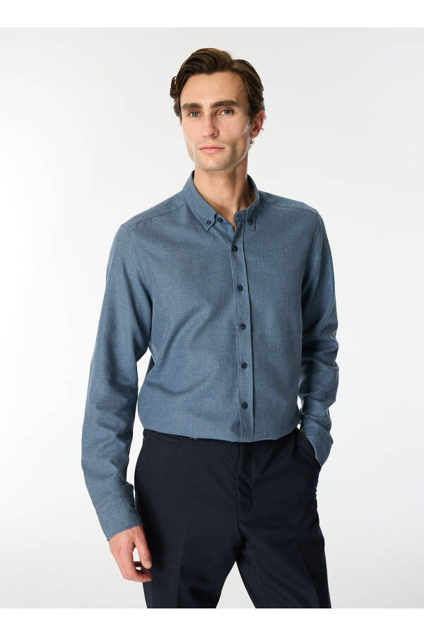 Altınyıldız Classics Slim Fit Düğmeli Yaka Lacivert Erkek Gömlek ACE202510303_GÖMLEK PAR DY - 3
