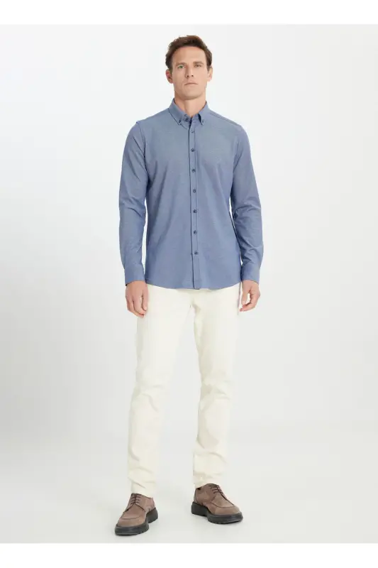 Altınyıldız Classics Slim Fit Düğmeli Yaka Lacivert Erkek Gömlek ACE202510304_GÖMLEK PAR DY - Lacivert - 2