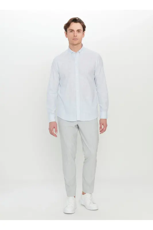 Altınyıldız Classics Slim Fit Düğmeli Yaka Mavi Erkek Gömlek ACE020252168_MAV - Mavi - 2