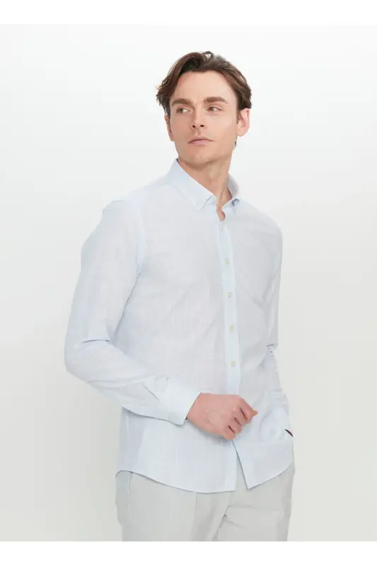 Altınyıldız Classics Slim Fit Düğmeli Yaka Mavi Erkek Gömlek ACE020252168_MAV - Mavi - 3