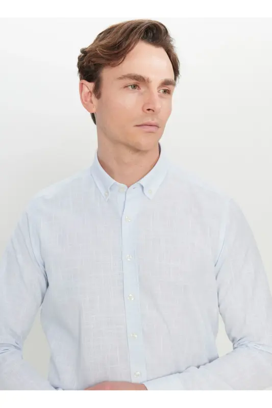 Altınyıldız Classics Slim Fit Düğmeli Yaka Mavi Erkek Gömlek ACE020252168_MAV - Mavi - 4