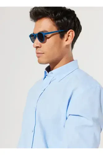 Altınyıldız Classics Slim Fit Düğmeli Yaka Mavi Er - 4