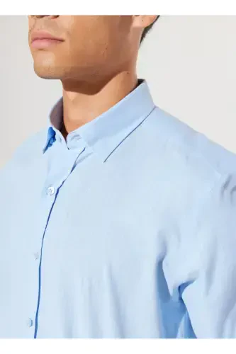 Altınyıldız Classics Slim Fit Düğmeli Yaka Mavi Erkek Gömlek 4A2021200056 - 6