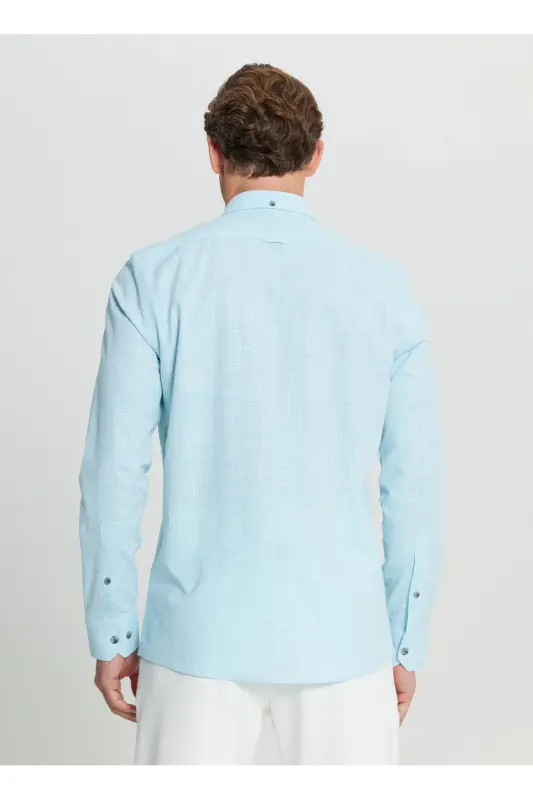 Altınyıldız Classics Slim Fit Düğmeli Yaka Turkuaz - 5