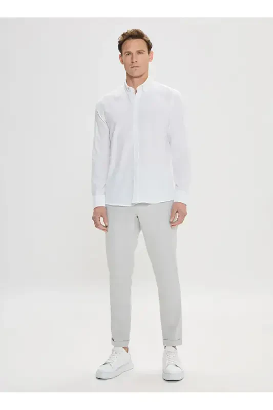Altinyıldız Classics Slim Fit Tugmali Yoqa Oq Erkak Ko'ylak 4A2021200056 - 2
