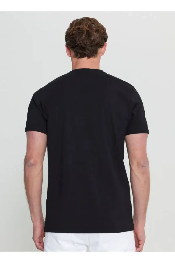 Altınyıldız Classics Velosiped Yoqali Bosilgan Qora Erkaklar Futbolkasi ACE091252408_SYH - 6