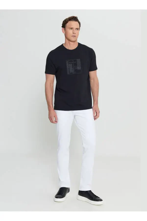 Altinyildiz Classics Velosiped Yoqali Bosmali Qora Erkaklar Futbolkasi ACE091252072_SYH - 2