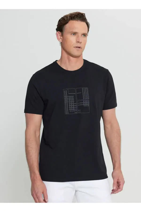 Altinyildiz Classics Velosiped Yoqali Bosmali Qora Erkaklar Futbolkasi ACE091252072_SYH - 3